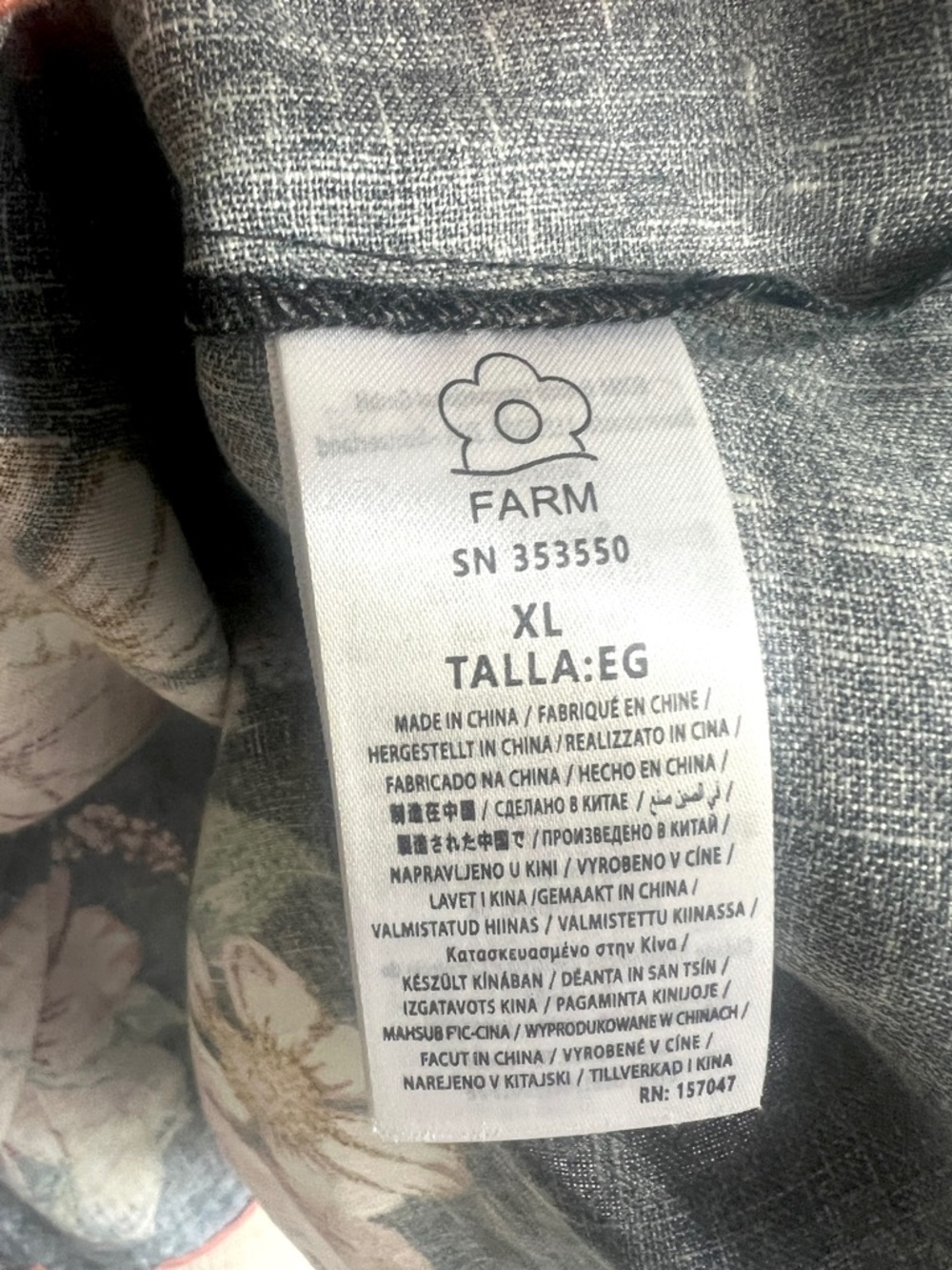 FARM Rio Maira Floral Dark Blue Linen Midi Dress Size XL NWT - Picture 14 of 15